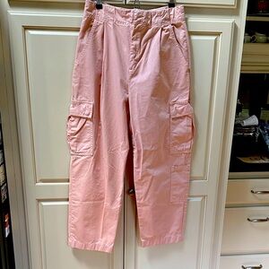 Anthropology Pilcro pink cargo barrel pants 30